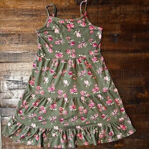 Floral Green Girls Dress, Size 10